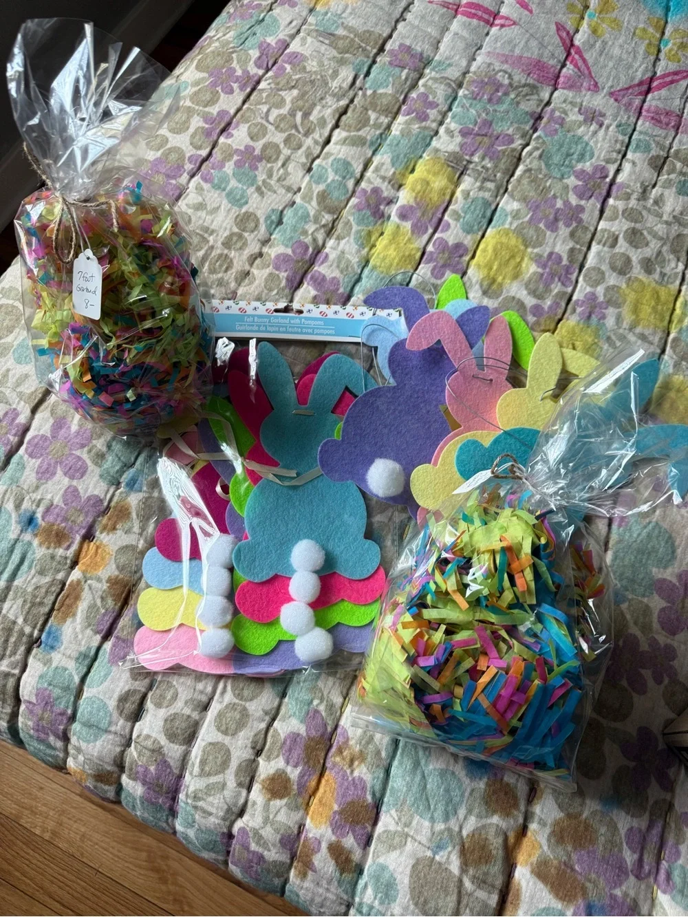 Colorful Felt Bunny Garland and Confetti Party Set.